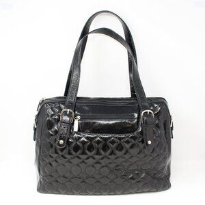 Hobo Quilted Patent Leather‎ Double Handle Satchel Black